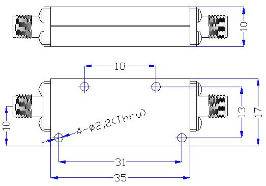 2.5 GHz to 20 GHz Rejection ≥50 dB @ DC -1.98 GHz High Pass Cavity Filter 01