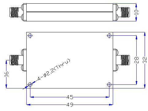 2.6 GHz to 6 GHz Rejection ≥50 dB @ DC -2.3 GHz High Pass Cavity Filter 01