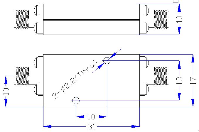 3.0 GHz to 18 GHz Rejection ≥30 dB @ 2.2-2.5 GHz High Pass Cavity Filter 01