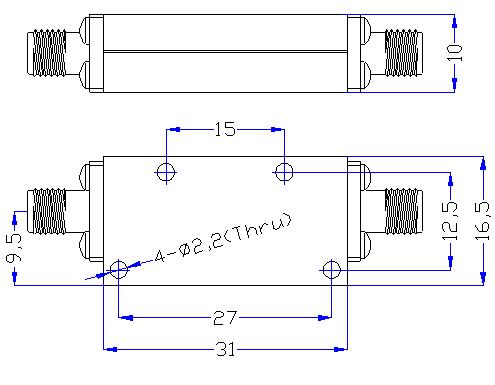 3.0 GHz to 21 GHz Rejection ≥50 dB @ DC -2.36 GHz High Pass Cavity Filter 01