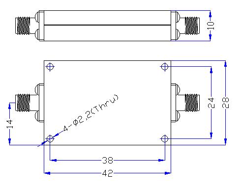 3.25 GHz to 18 GHz Rejection ≥60 dB @ DC -2.83 GHz High Pass Cavity Filter 01