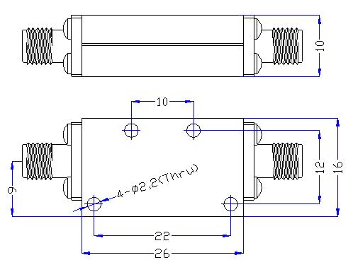 3.75 GHz to 23 GHz Rejection ≥50 dB @ DC -3.03 GHz High Pass Cavity Filter 01