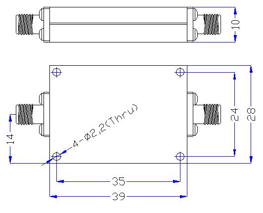 4.0 GHz to 18 GHz Rejection ≥60 dB @ DC - 3.5 GHz High Pass Cavity Filter 01