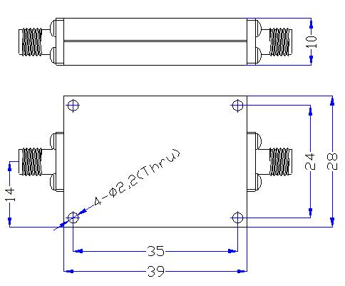 4.0 GHz to 20 GHz Rejection ≥60 dB @ DC-3.55 GHz High Pass Cavity Filter 01