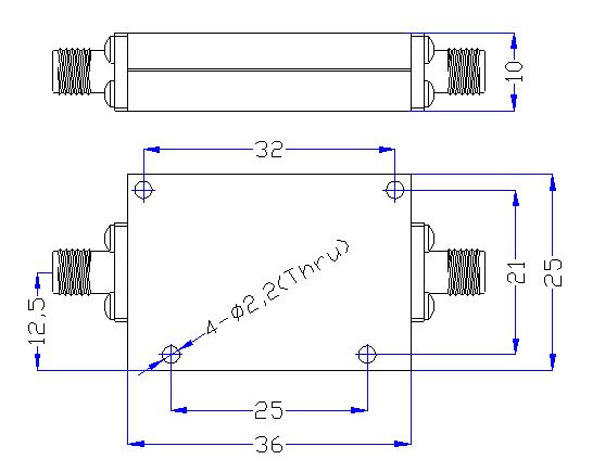 4.5 GHz to 21 GHz Rejection ≥60 dB @ DC-3.98 GHz High Pass Cavity Filter 01