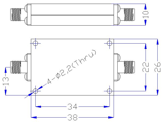 6.0 GHz to 18 GHz Rejection ≥60 dB @ DC-5.4 GHz High Pass Cavity Filter 01