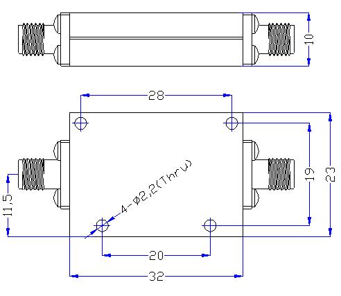 6.0 GHz to 24 GHz Rejection ≥60 dB @ DC-5.4 GHz High Pass Cavity Filter 01