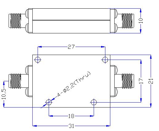 6.5 GHz to 24 GHz Rejection ≥60 dB @ DC-5.83 GHz High Pass Cavity Filter 01