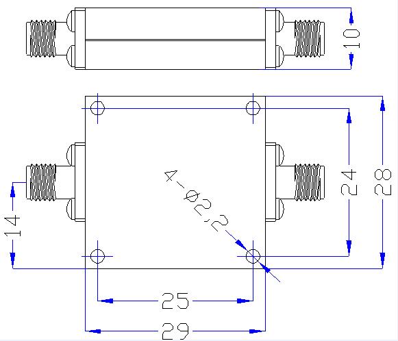 6.6 GHz to 18 GHz Rejection ≥45 dB @ DC-5.1 GHz High Pass Cavity Filter 01