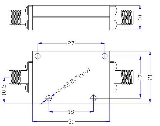 7.0 GHz to 18 GHz Rejection ≥60 dB @ DC-5.8 GHz High Pass Cavity Filter 01