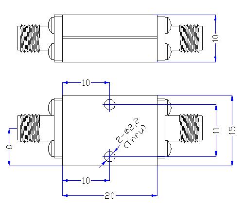 7.5 GHz to 27 GHz Rejection ≥50 dB @ DC-6.25 GHz High Pass Cavity Filter 01