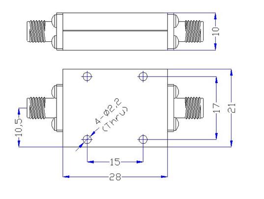 DC-10GHz, Rejection: ≥30dB @ 10.9～18.5GHz, Low Pass Cavity Filter OLP-10000 01