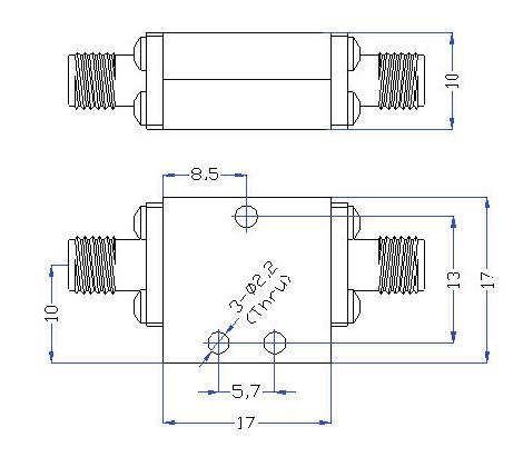 DC-21GHz, Rejection: ≥50dB @ 22.2～27GHz, Low Pass Cavity Filter OLP-21000 01